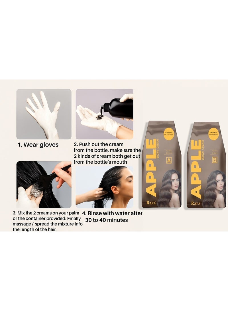 رفا بيوتي كريم رافا آبل 2 في 1 لتلوين الشعر بني بدون أمونيا، 500 مل + 500 مل، للرجال والنساء - Image 4