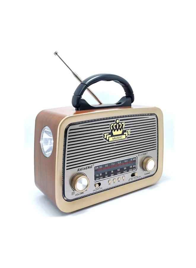 PRIMO PLUS Portable radio FM - AM - SW Gold/Brown/Black Bluetooth Portable Audio TF Card USB Flash disk Aux playback - Image 4