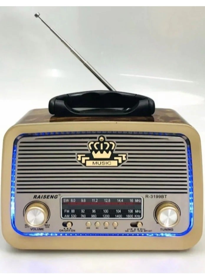 PRIMO PLUS Portable radio FM - AM - SW Gold/Brown/Black Bluetooth Portable Audio TF Card USB Flash disk Aux playback - Image 2