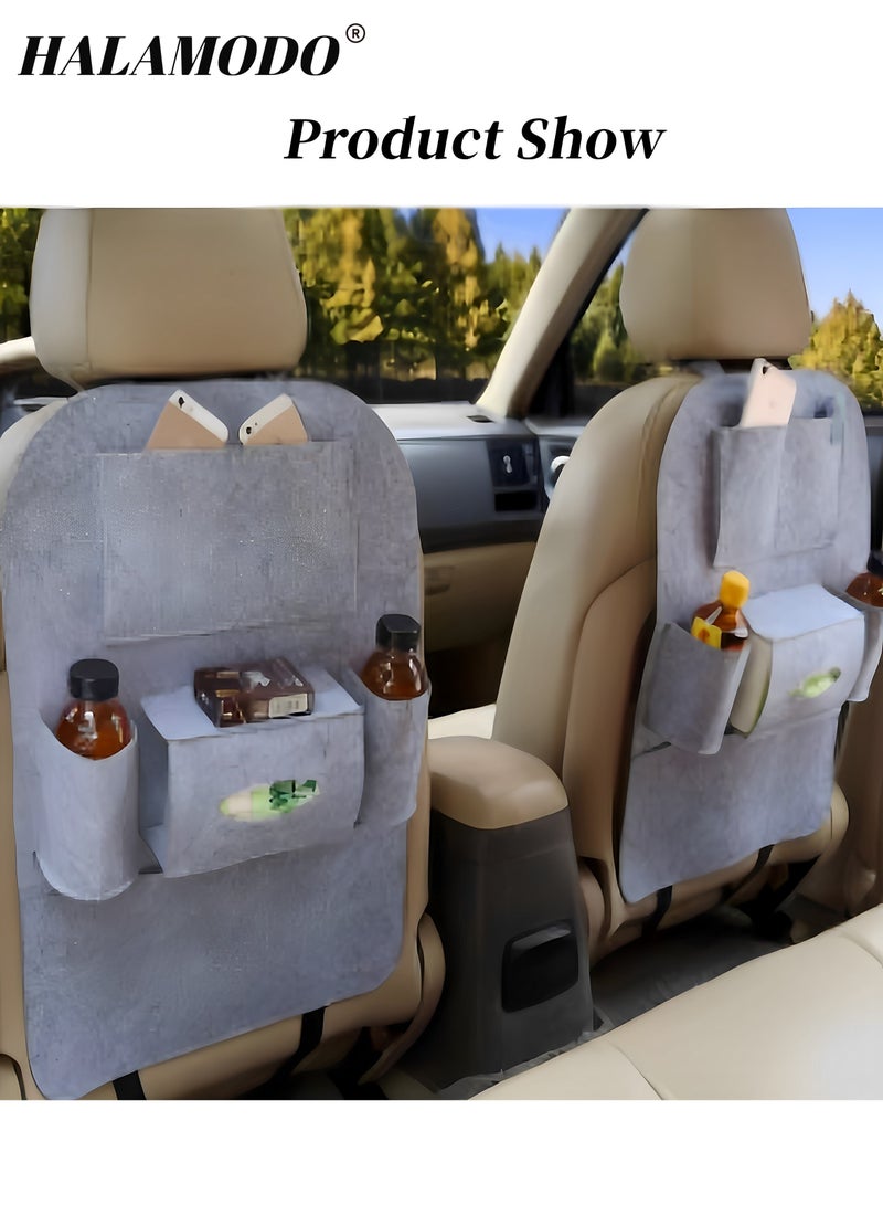 HALAMODO Car Back Seat Organizers Premium Felt Backseat Seat Organizer Multi-Storage Pockets & Adjustable Buckle Strap for Toy & Bottle & Drink & Vehicles Travel  - Image 5