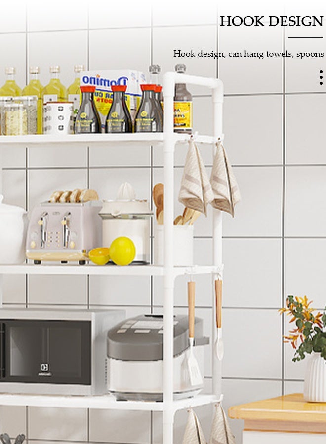 DUNISO 4-Tier Kitchen Storage Rack, Shelving with Side Hooks, Storage Organizer Shelves for Appliances Shelving Unit, Multifunctional Storage Rack Stand for Kitchen, Closet, Bathroom, Laundry - Image 4