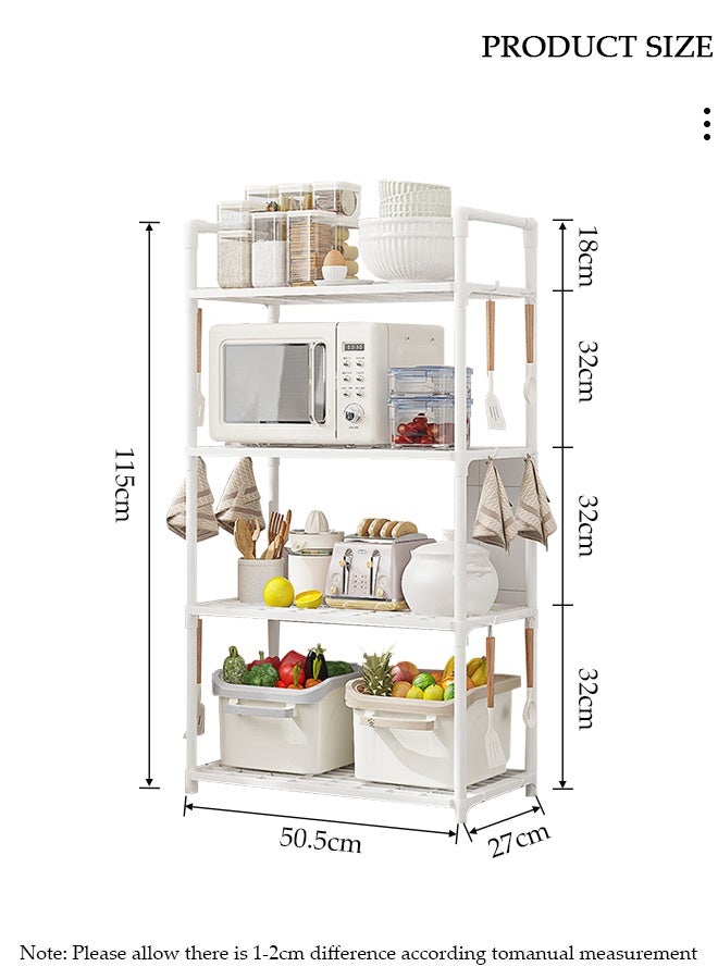 DUNISO 4-Tier Kitchen Storage Rack, Shelving with Side Hooks, Storage Organizer Shelves for Appliances Shelving Unit, Multifunctional Storage Rack Stand for Kitchen, Closet, Bathroom, Laundry - Image 2