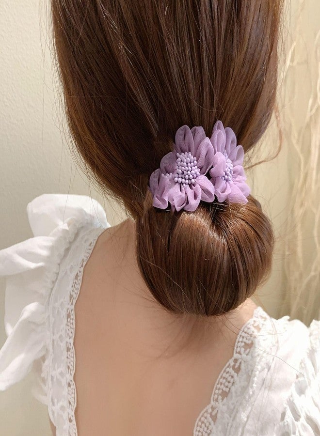 DORMITORRY Flower Bun Juda Hair Stick for Women Elegant Organza & Pearl Hairpin for Women, Perfect for Juda, Bun or Ponytail for Weddings, Festivals, and Special Occasions - 1 Pc, Multicolor. - Image 4