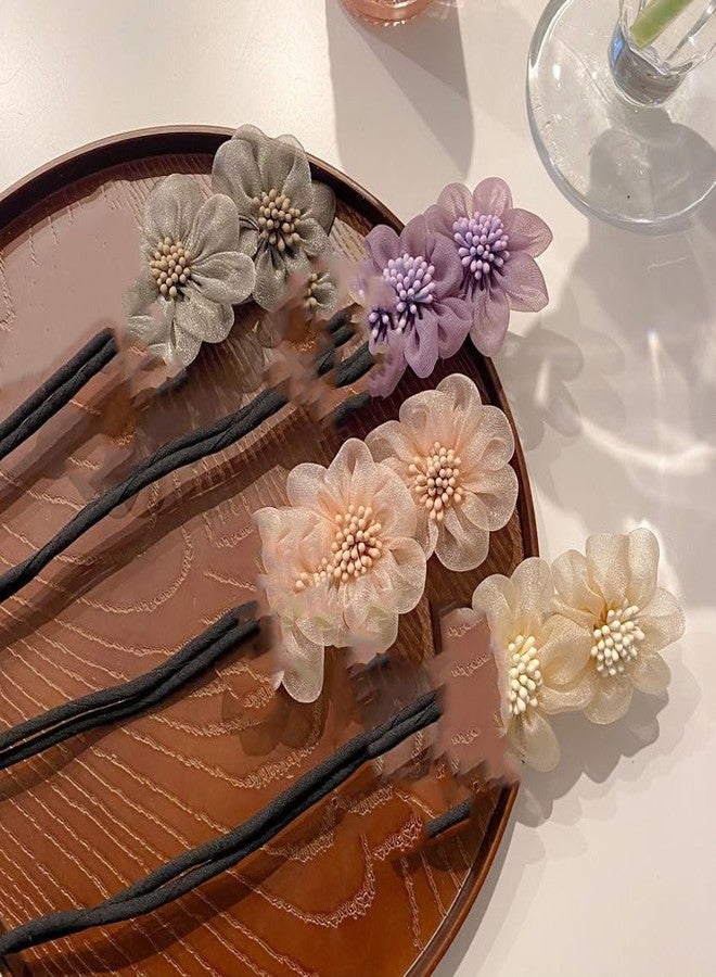 DORMITORRY Flower Bun Juda Hair Stick for Women Elegant Organza & Pearl Hairpin for Women, Perfect for Juda, Bun or Ponytail for Weddings, Festivals, and Special Occasions - 1 Pc, Multicolor. - Image 5