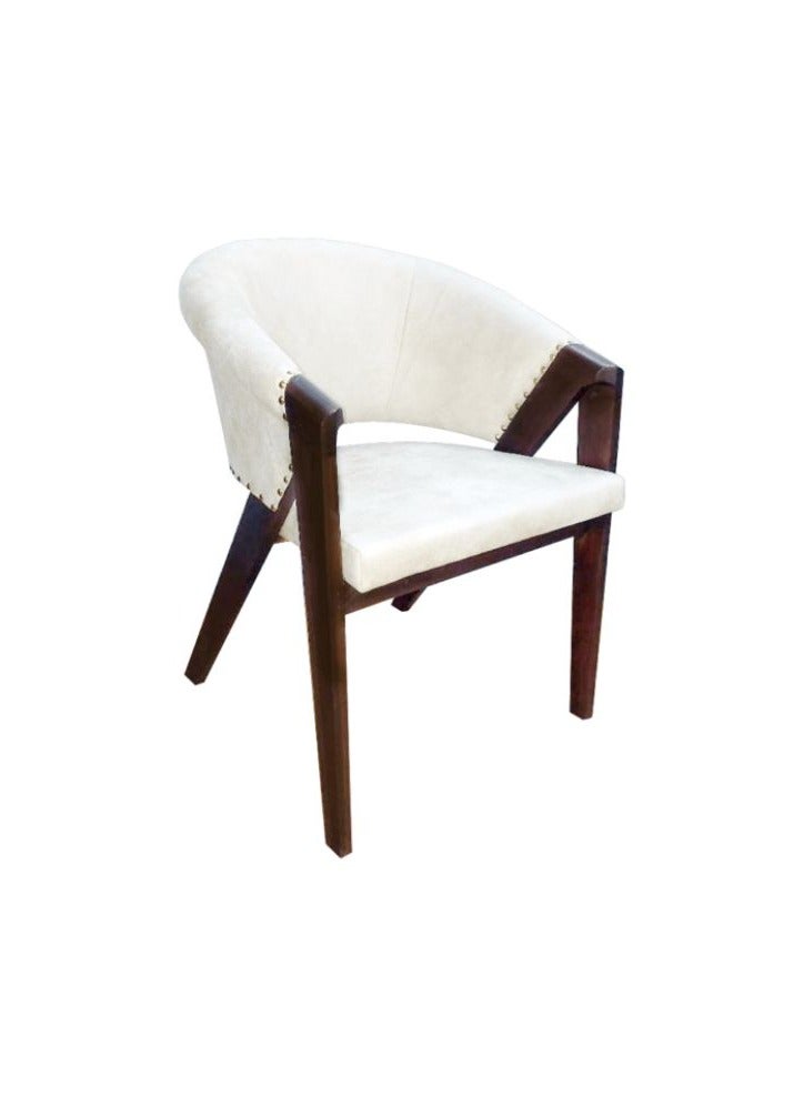 وبليك كرسي ابيض وبني مريح وعصري