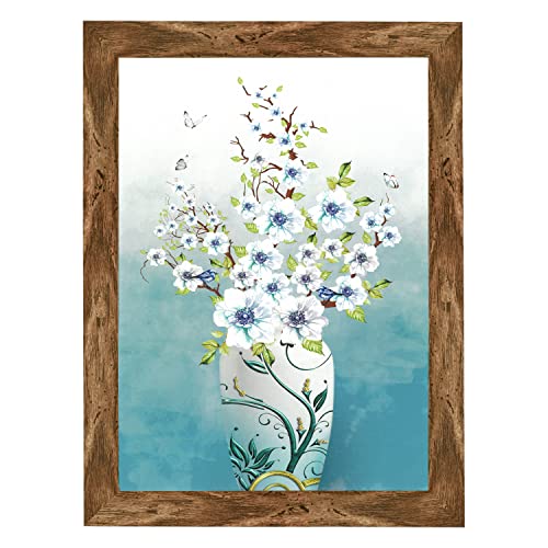 Indianara Set of 3 Flower Vase with Deers Framed Art Painting (3981WNT) without glass 10.2 X 13, 10.2 X 13, 10.2 X 13 INCH - Image 4