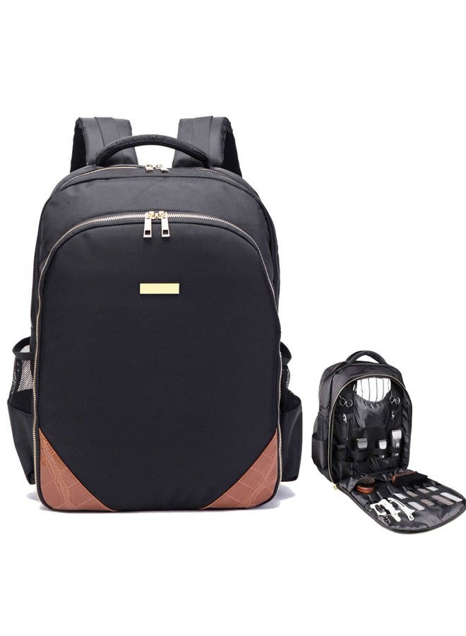 MAXPAND Travel Bag for Clippers and Supplies Hairstylist Backpack for Tools Barber Clipper Bag for Hairdresser with PU(with Brown PU), 19 inches - Image 1