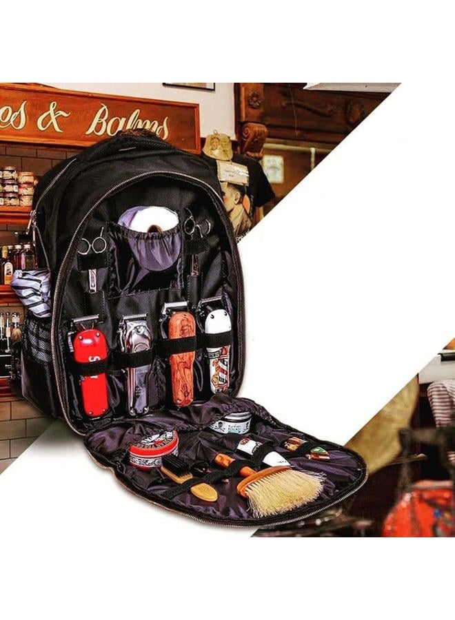 MAXPAND Travel Bag for Clippers and Supplies Hairstylist Backpack for Tools Barber Clipper Bag for Hairdresser with PU(with Brown PU), 19 inches - Image 2