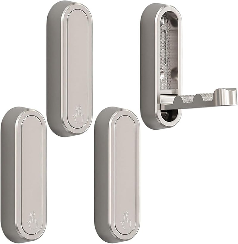 خطافات حائط ثقيلة من سبائك الزنك 4 قطع فضية مقاومة للصدأ قابلة للطي للمنزل غرفة النوم - Image 5