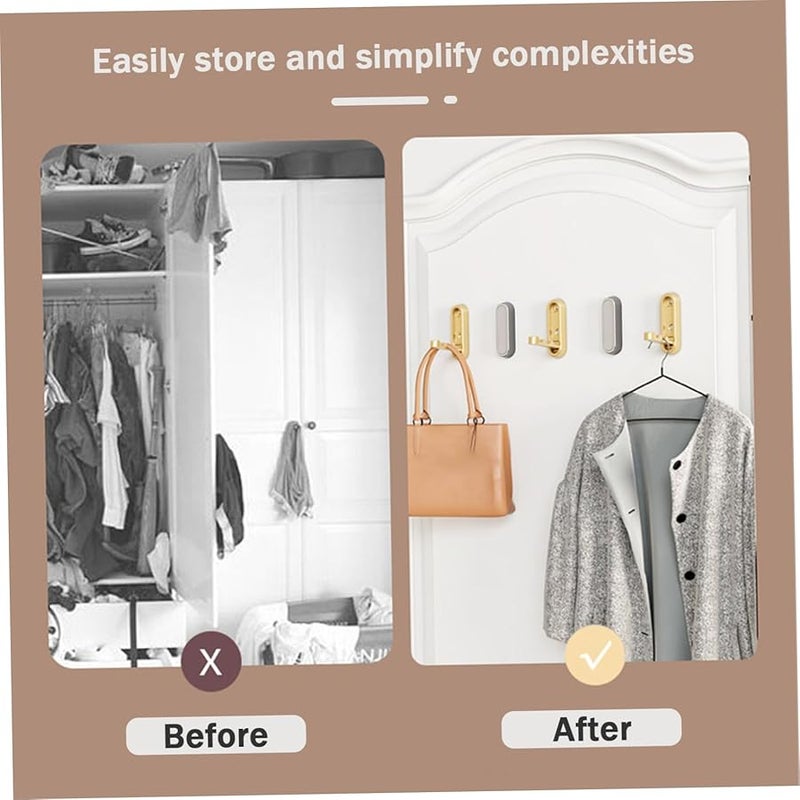 خطافات حائط ثقيلة من سبائك الزنك 4 قطع فضية مقاومة للصدأ قابلة للطي للمنزل غرفة النوم - Image 3