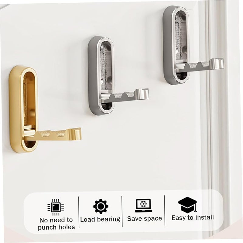 خطافات حائط ثقيلة من سبائك الزنك 4 قطع فضية مقاومة للصدأ قابلة للطي للمنزل غرفة النوم - Image 4