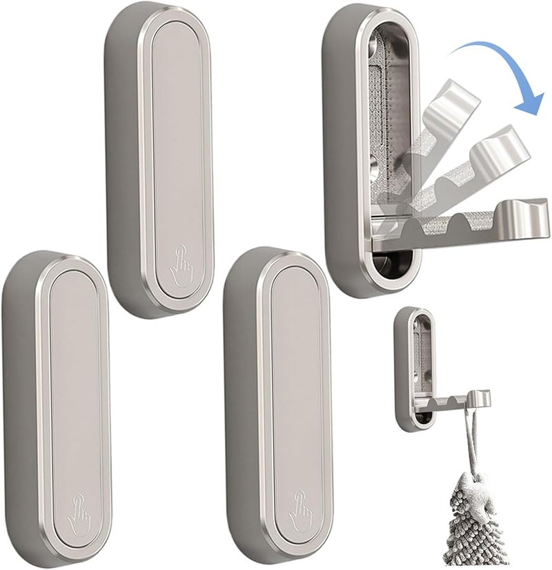 خطافات حائط ثقيلة من سبائك الزنك 4 قطع فضية مقاومة للصدأ قابلة للطي للمنزل غرفة النوم - Image 2