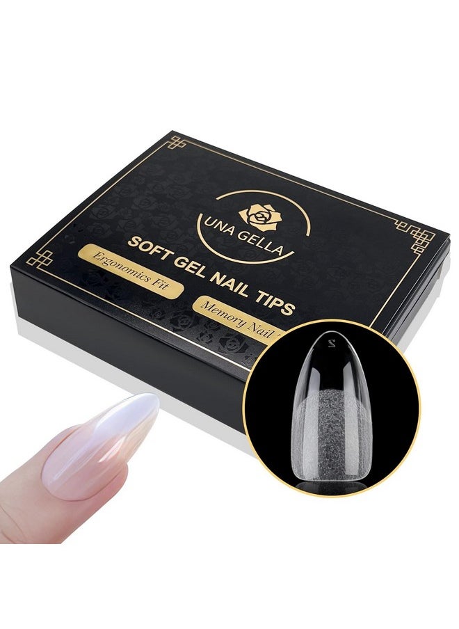 UNA GELLA - Almond Gel X Nail Tips 600 Pcs Prefiled Almond Nail Tips Full Cover Nail Tips Press On Nails 12 Sizes Half Matte Clear Fake Soft Gel Nail Tips For Nail Extension Home Diy Salon With Box - Image 1