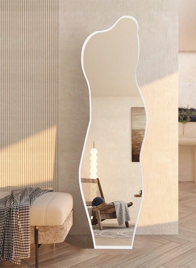 رافين مرآة طويلة بتصميم اسكندنافي حديث – مرآة كبيرة بحجم 150×40 سم مع إطار خشبي مموج أنيق، بتصميم زوايا مستديرةMinimalist، متعددة الاستخدامات، يمكن استخدامها كمرآة أرضية قائمة، أو مُثبتة على الحائط، أو مائلة، مثالية لغرف النوم، وغرف المعيشة، ومنطقة التزيين.  - Image 5