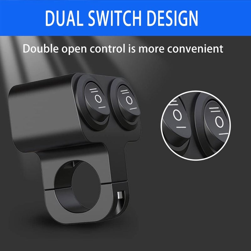 TRP Traders Motorcycle DC 12V 7/8" 22mm Motorcycle Handlebar Double Control ON/OFF Switch for Headlight, Fog Light, Horn, Hazard Control - Image 3