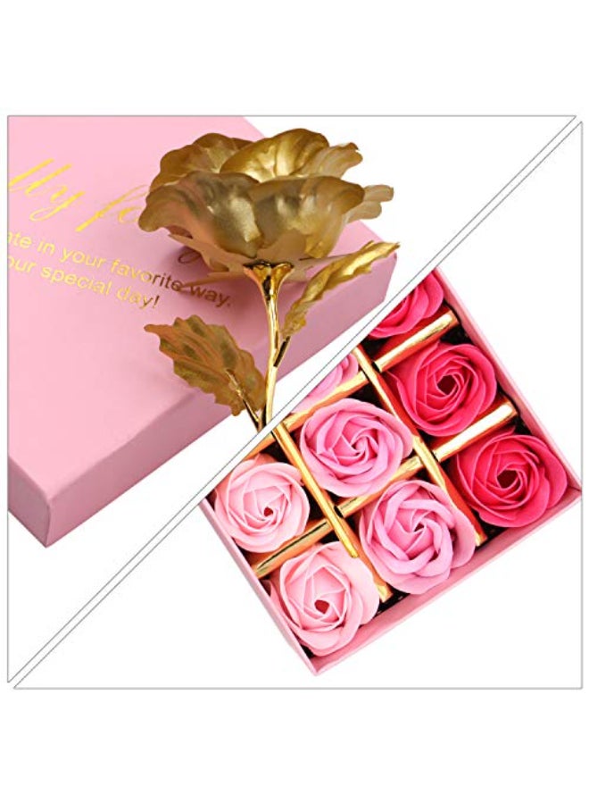 Rotumaty Floral Scented Bath Soap Rose Flower Petals Plant Essential Oil Rose Soap Set Best Gifts for Her Women Girls Mom Lover Birthday Valentine Christmas 12 PCSPink - Image 4