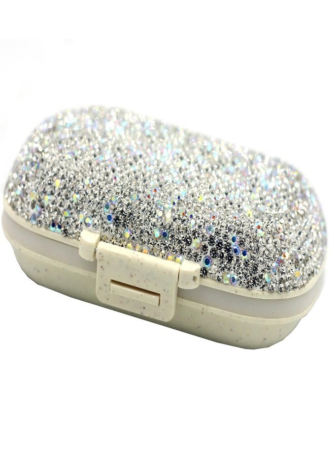 Bestbling Bling Sparkling Portable 8-Compartment Waterproof Pill Organizer Box - Portable Pill Organizer Travel Case, Compact Pill Box and Pill Holder for Travel and Everyday Use (Silver - Image 2