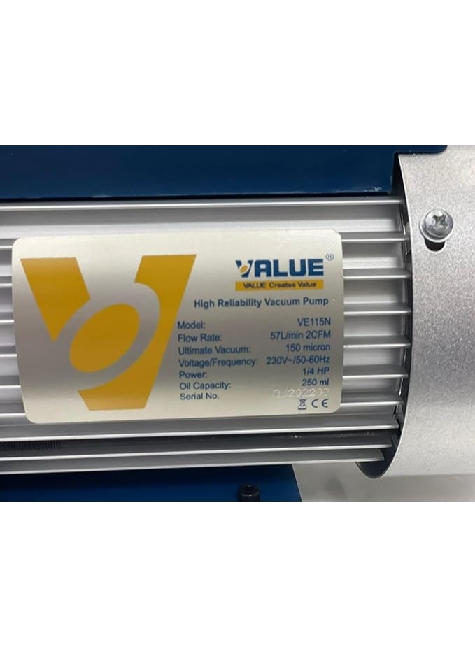 Value VE115N Vacuum Pump 1/4hp,Air condition maintenance, Single Stage, VE115N, Handheld Integrated with Rotational Piece - Image 2