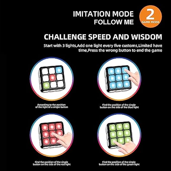 ELECTRONIC THIRD-ORDER MUSIC CUBE, ELECTRONIC BRAIN MEMORY GAME WINNING FINGERS FLASHING CUBE, HANDHELD GAMES FUN GIFT TOY FOR KIDS AGES 6-12 YEARS OLD - Image 4