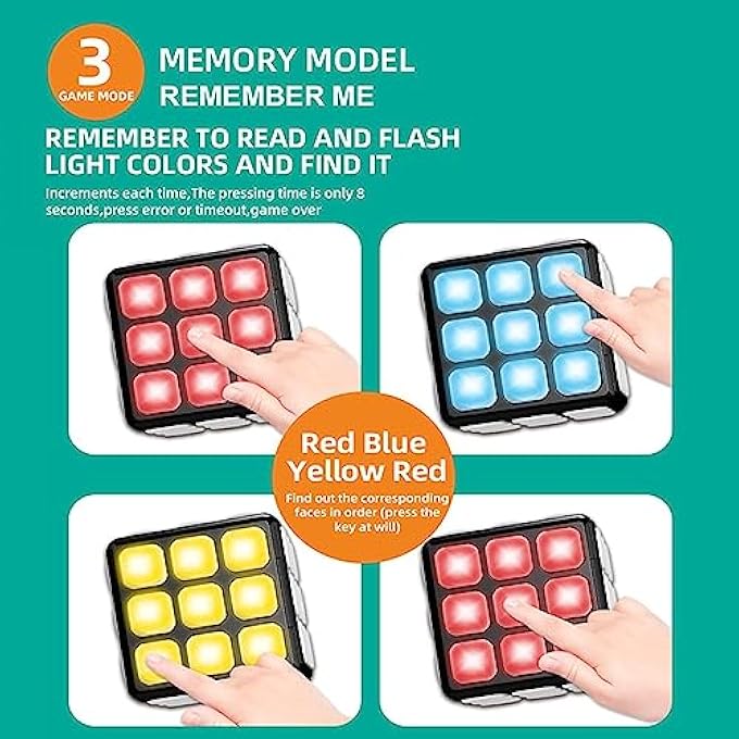 ELECTRONIC THIRD-ORDER MUSIC CUBE, ELECTRONIC BRAIN MEMORY GAME WINNING FINGERS FLASHING CUBE, HANDHELD GAMES FUN GIFT TOY FOR KIDS AGES 6-12 YEARS OLD - Image 5