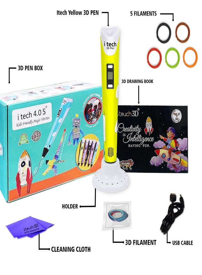 WOL 3D WOL3D I tech (Yellow) Magic 3D Pen with 5 in 1 (5 M) for 3D Printing with Speed Control, Advanced Temperature Regulation, OLED Display & Ergonomic Design – Compatible. - Image 2