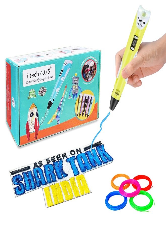 WOL 3D WOL3D I tech (Yellow) Magic 3D Pen with 5 in 1 (5 M) for 3D Printing with Speed Control, Advanced Temperature Regulation, OLED Display & Ergonomic Design – Compatible. - Image 1