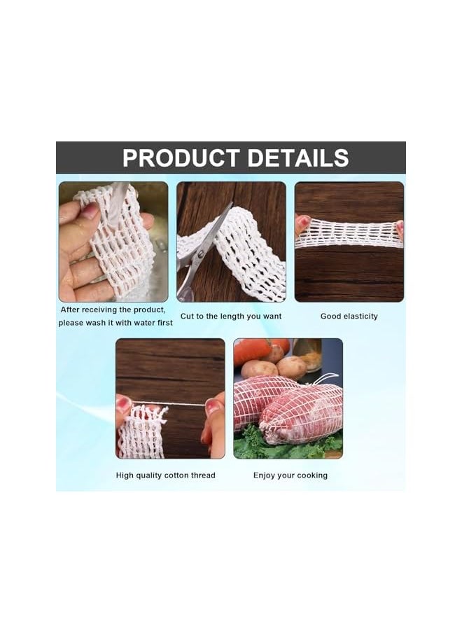 The Bros Meat Netting Roll, 4 Rolls 8 m Size 16 Ham Sock Elastic Netting, Elastic Smoked Meat Poultry Ham Netting, Meat Butcher Twine Net Roll Wrapping Net, Beef Netting Roll for Meat Sausage Making  - Image 2