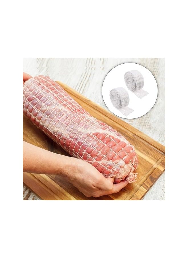 The Bros Meat Netting Roll, 4 Rolls 8 m Size 16 Ham Sock Elastic Netting, Elastic Smoked Meat Poultry Ham Netting, Meat Butcher Twine Net Roll Wrapping Net, Beef Netting Roll for Meat Sausage Making  - Image 3