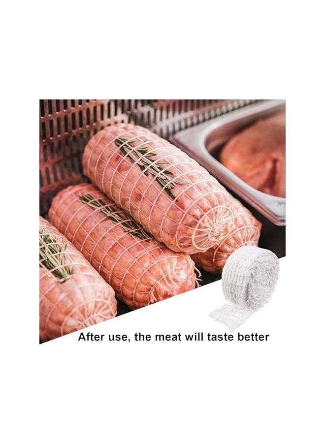The Bros Meat Netting Roll, 4 Rolls 8 m Size 16 Ham Sock Elastic Netting, Elastic Smoked Meat Poultry Ham Netting, Meat Butcher Twine Net Roll Wrapping Net, Beef Netting Roll for Meat Sausage Making  - Image 4