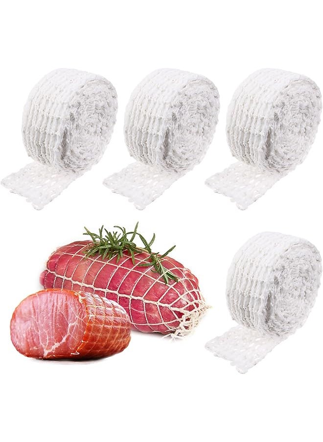 The Bros Meat Netting Roll, 4 Rolls 8 m Size 16 Ham Sock Elastic Netting, Elastic Smoked Meat Poultry Ham Netting, Meat Butcher Twine Net Roll Wrapping Net, Beef Netting Roll for Meat Sausage Making  - Image 1