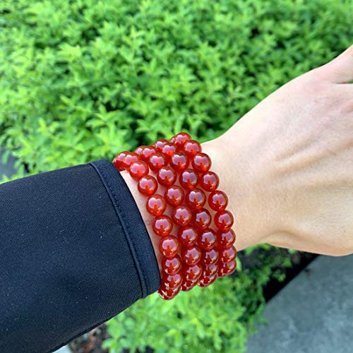 Adabele Real Natural Carnelian Red Agate Gemstone Beaded Bracelet 7 inch Stretch Chakra Red Gems Stones Healing Crystal Energy Quartz Rock GB8-29 - Image 3