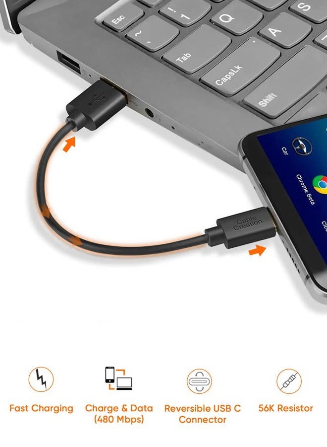 CableCreation كابل USB C قصير 6 بوصات، كابل شحن سريع من USB A إلى USB C لباور بانك، جالاكسي S23، آيباد برو، آيباد ميني، آيباد برو، آيفون 15/16، أندرويد أوتو/هاتف محمول، وحدة تحكم PS5 - Image 4