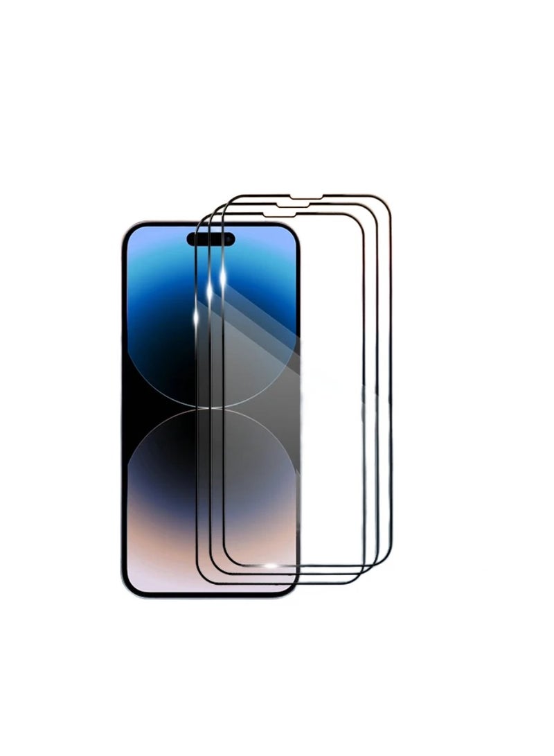 Digi Core مجموعة تغطية كاملة لهاتف iPhone 14 Pro Max واقي شاشة 3 عبوات 6.7 بوصة 2.5D حواف منحنية مع عدسة كاميرا iPhone وورقة شفافة PVC مضادة للخدش (iPhone 14 Pro Max، فضي) - Image 3