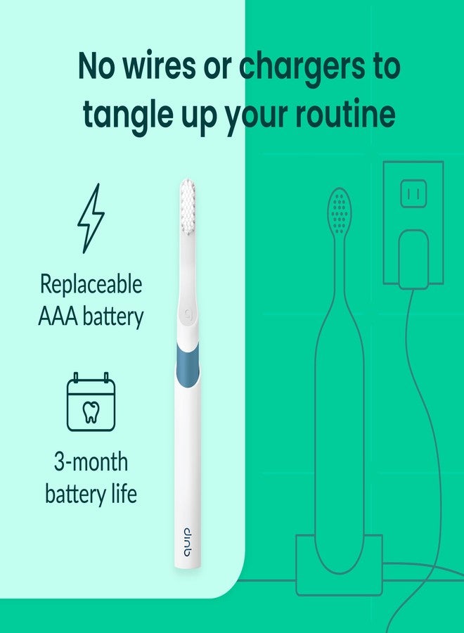 Quip Sonic Electric Toothbrush for Adults with Timer - Includes Travel Case & Replacement Brush Head - 3 Month Battery Life, Plastic Handle - Marine Blue - Image 4