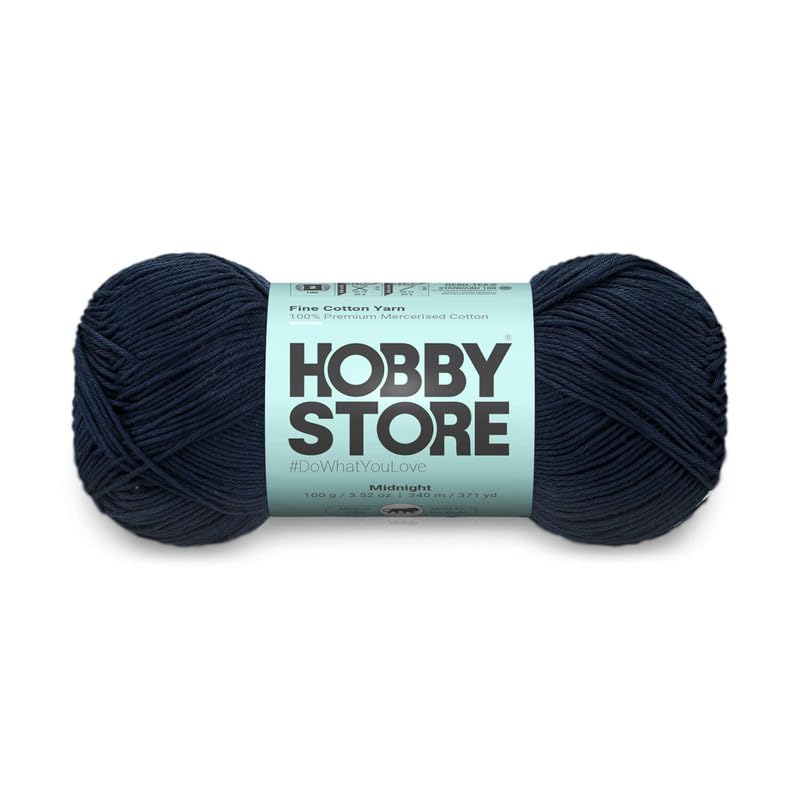 Hobby Store Cotton – Fine Yarn – 100% Mercerised Cotton Fine Yarn for Crochet & Knitting Lace and Amigurumi (1 ball/100 g) - 252 Midnight | Magic Needles - Image 1