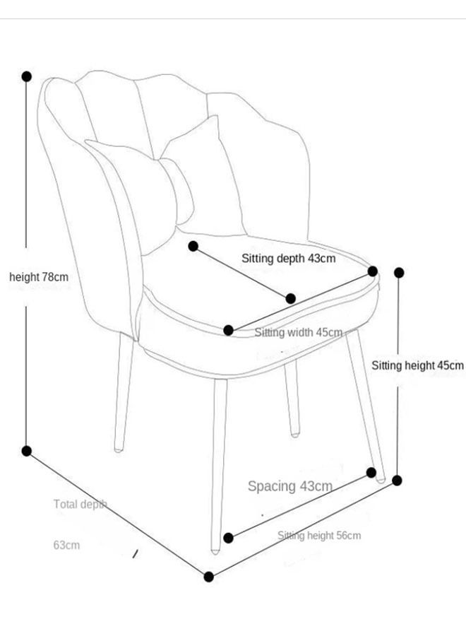 NKX Round Flower Petal Shaped Cushion Chair With Golden Legs  - Image 3