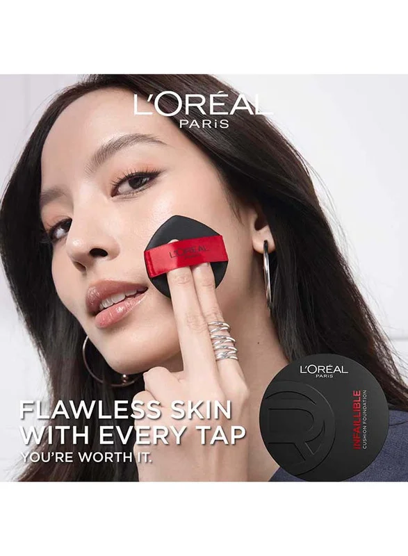 L'oreal Paris L'Oréal Paris Infaillible Fresh Wear Cushion Foundation, Long-Lasting, Lightweight, Flawless 24HR Coverage, K-beauty Inspired, 20