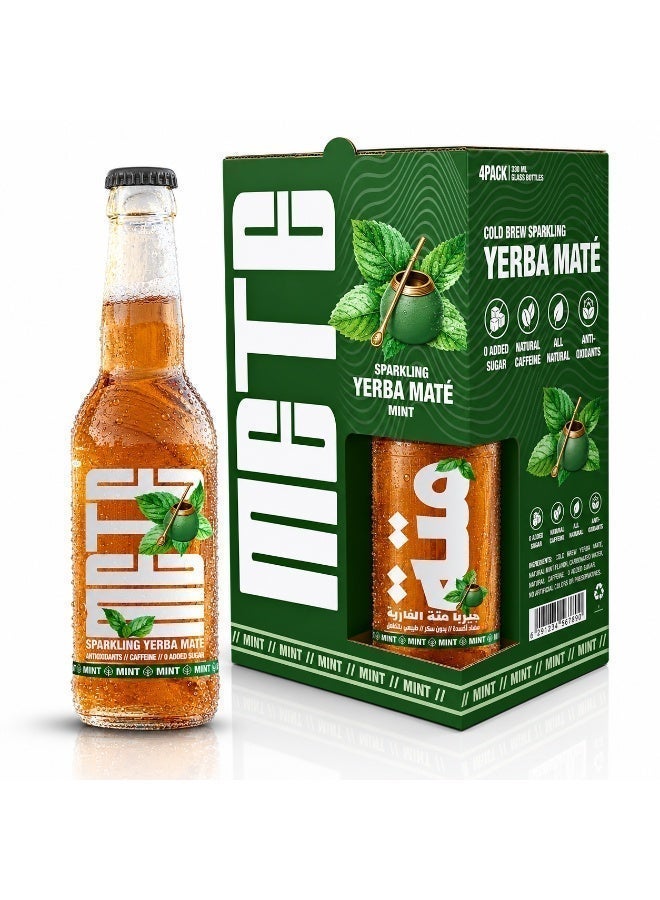 METE Sparkling Yerba Mate - Mint Flavor - Pack - 4 x 330ml - Natural Caffeine Drink - Antioxidants - No Preservatives - UAE - Image 1
