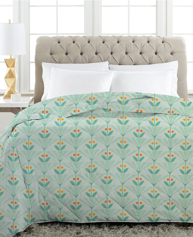 VAS COLLECTIONS Microfiber 220 GSM Glace Cotton AC Comforter (90x100 inch) Set King Size Double Bed with Fitted Bedsheet (72x78 inch) and 2 Pillow Covers | 4 Piece Bedding Set - Light Green - Image 5