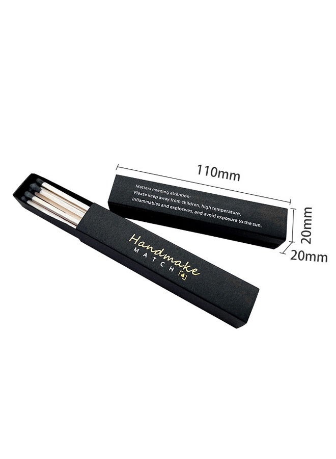 10 Boxes of 9.6cm Decorative Black Matches, Candle Long Wooden Safety Matches, Candle Matches, Color Matches, Long Wooden Match Fireplace Match Fireplace Barbecue Grill Aromatherapy（Black box, random style） - Image 2