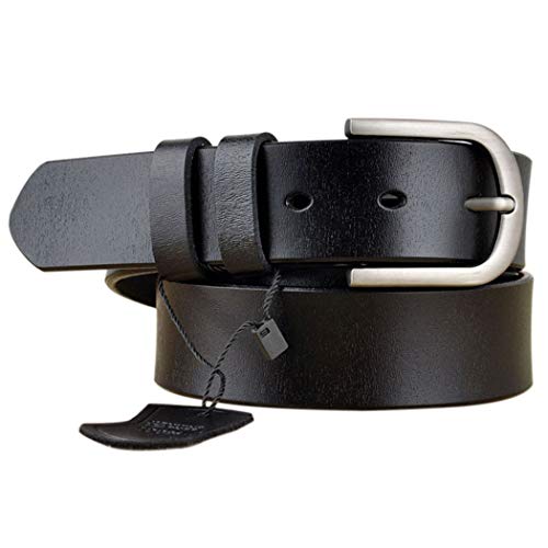 VONSELY Genuine Leather Belts for Dresses, Women Leather Fashion Belts for Pants, Wide Black 115CM - Image 1