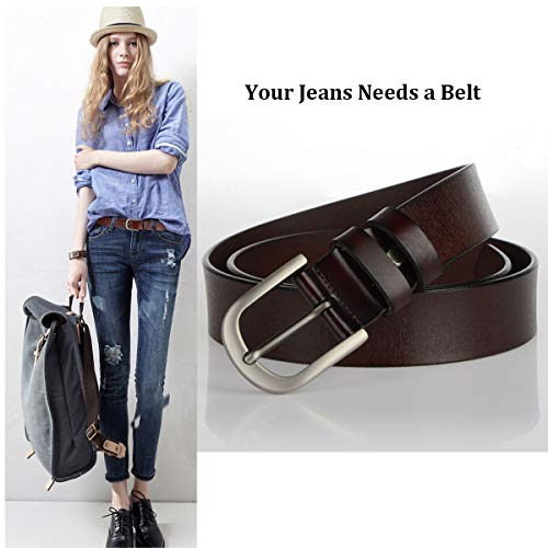 VONSELY Genuine Leather Belts for Dresses, Women Leather Fashion Belts for Pants, Wide Black 115CM - Image 5
