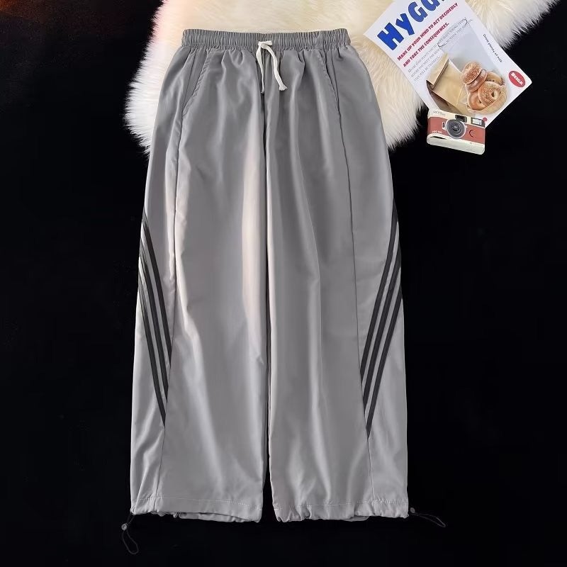 Spring Nylon Charge Pants Waterproof Three Bar Stitching Pants American Style Outdoor Mountaineering Straight Parisian Gods Pants Striped - Image 2