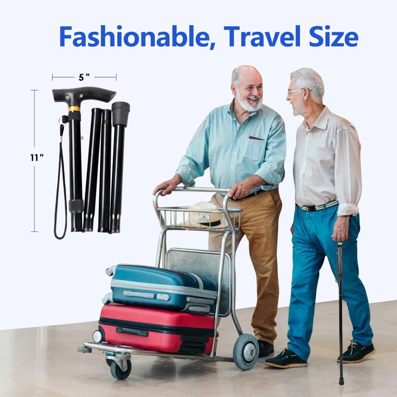 COMFYTHERA Walking Cane, Folding Cane for Man & Women, Portable Lightweight | 5-Level Adjustable Height, Collapsible Cane for Seniors Balancing Mobility Aid - Image 5