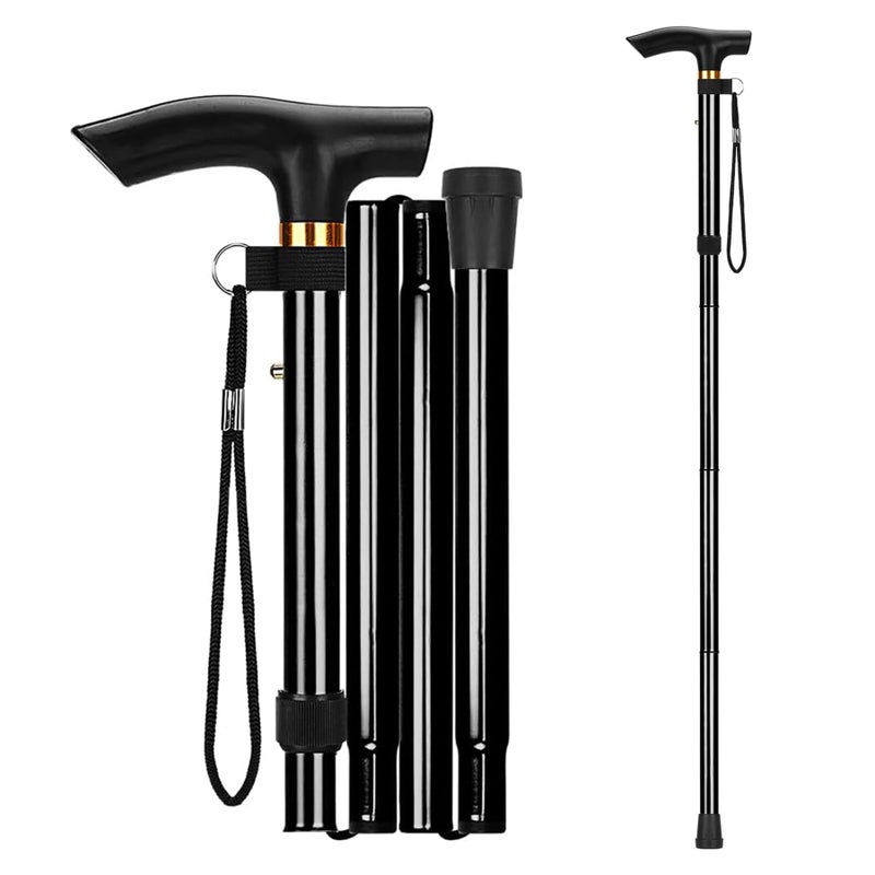 COMFYTHERA Walking Cane, Folding Cane for Man & Women, Portable Lightweight | 5-Level Adjustable Height, Collapsible Cane for Seniors Balancing Mobility Aid - Image 1