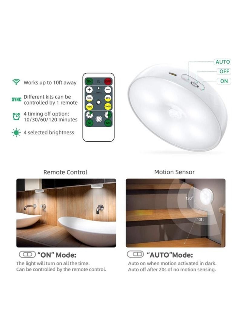 Rock Pow LED Night Light with Motion Sensor LED Cabinet Lighting with Remote Control USB Rechargeable Cabinet Light with Auto/On/Off Modes Intelligent Interior Lighting (3 Pack) - Image 2