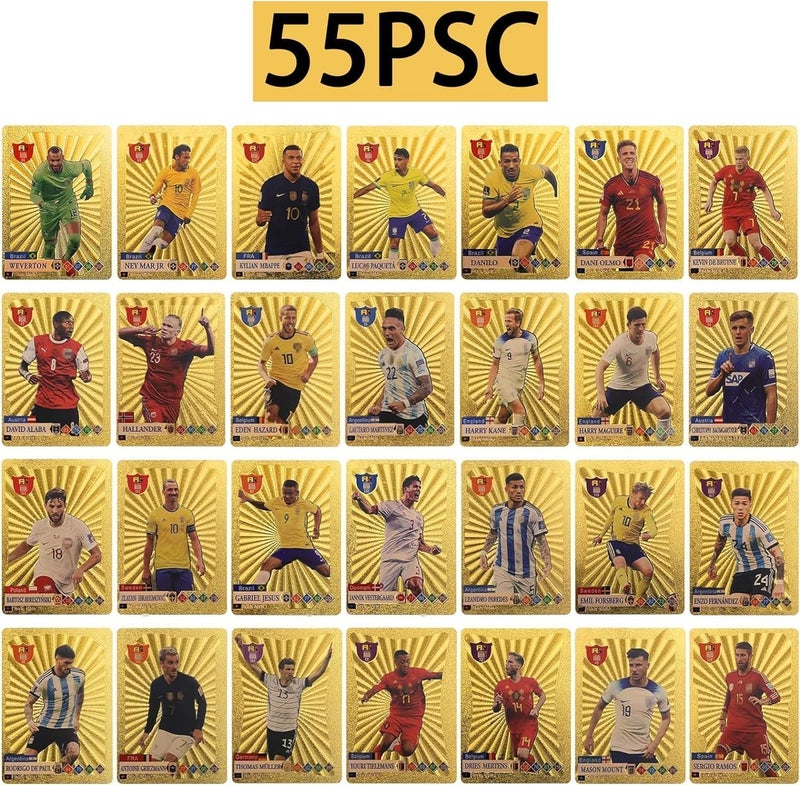 FowWelt Champions League Football Collector Cards – 55 PCS Unofficial Trading Card Pack for Collectible & Fans | Soccer Cards for Boys, Girls, Gifting (Football Gold) - Image 4