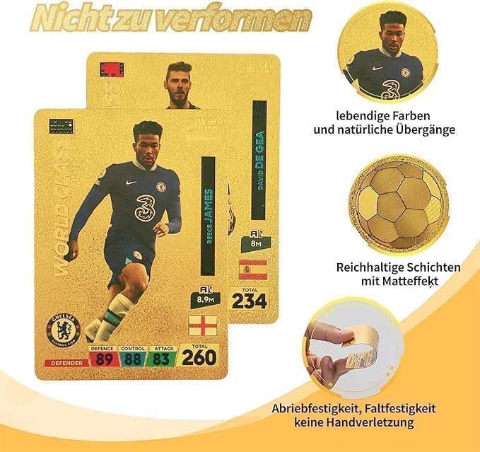 FowWelt Champions League Football Collector Cards – 55 PCS Unofficial Trading Card Pack for Collectible & Fans | Soccer Cards for Boys, Girls, Gifting (Football Gold) - Image 5