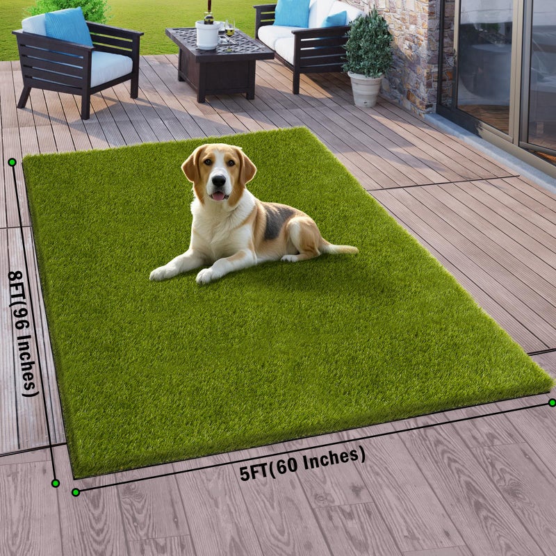 CooRug Artificial Grass Outdoor, 5x8 Ft Realistic Artificial Turf Grass Rug, Large Fake Grass for Dogs Indoor Outdoor Garden Lawn Landscape Patios Decoration - Image 2