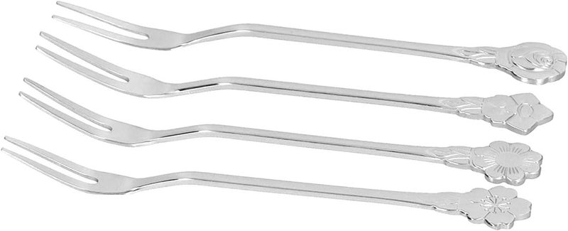 Stainless Steel Fruit Utensils 4 Pack | 2 Prong Mini Salad/Dessert/Tasting Pieces | 304 Grade for Kitchen/Party/Wedding | Dishwasher Safe & Ergonomic Design (Silver) - Image 5